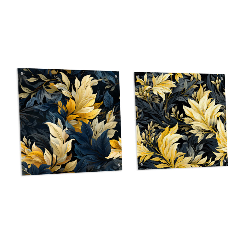 Ensemble de 2 verres muraux en acrylique Lamberth - Coastal Tropical, H 16 po x l 33 po