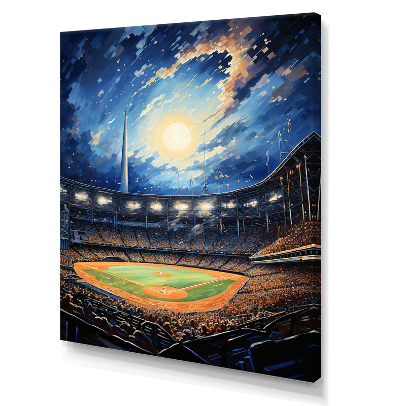 «Modern Baseball Stadium At Night I - Cityscapes», reproduction sur toile, H 44 po x l 34 po x P 1,5 po, Toile tendue