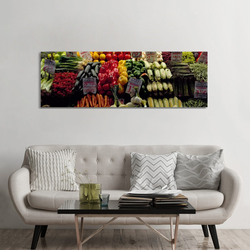 Fruits and Vegetables at a Market Stall, Pike Place Market, Seattle, King County, Washington State, USA #2 1 Piece Wrapped Canvas Panoramic Wall Art