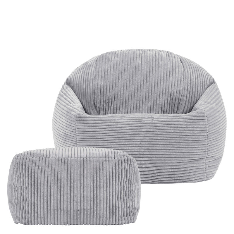 Corduroy Refillable Bean Bag Set, Grey