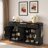 Farmhouse Sideboard With 3 Drawers, 4 Doors, Adjustable Shelf And Open Storage Compartments-986748922