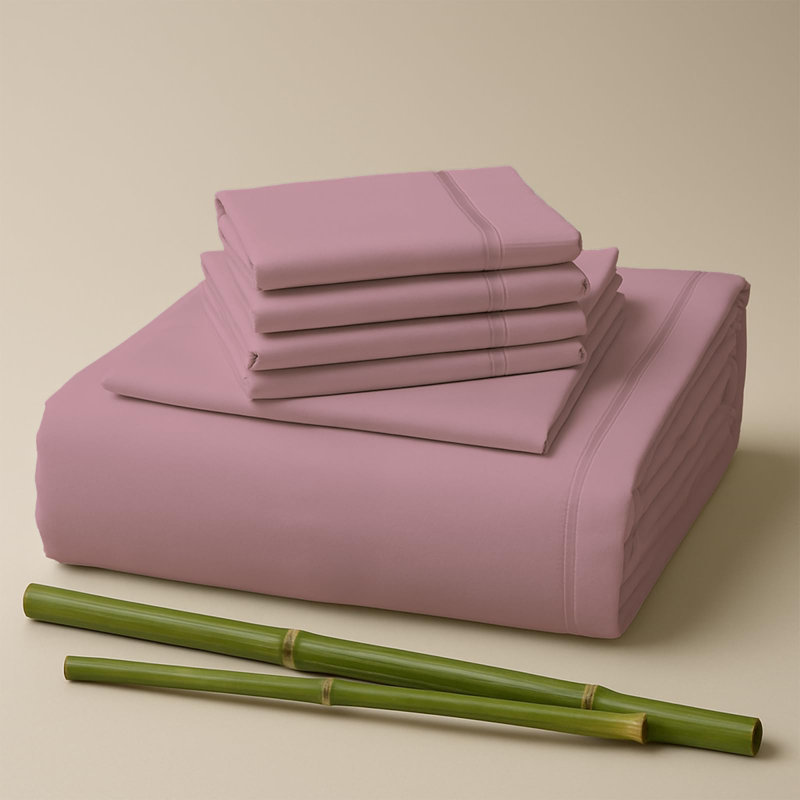 Premium Rayon From Bamboo Blend Sheet Set With Deep Pockets, Cooling and Breathable, Full Sheet Set with 4 Pillowcases