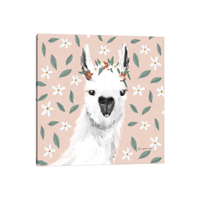Delightful Alpacas I Floral Crop by Becky Thorns - 1 Piece Wrapped Canvas Wall Art, 93.98 cm H x 93.98 cm W x 3.175 cm D