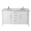 Meuble-lavabo double 60 po avec plateau en marbre de Carrare blanc-581037515