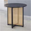 Table ronde en bois noir, fabrication entièrement en bois et en rotin, pour 2 à 4 personnes, diamètre 31,5 pouces