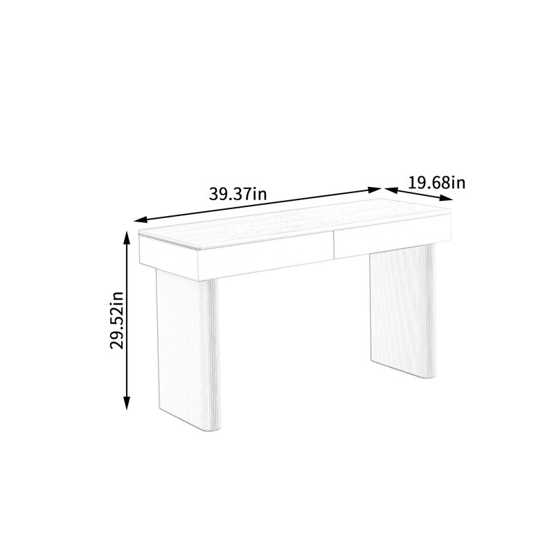 Modern Design Creamy Style Drawer Writing Desk, 29.52" H x 39.37" W x 19.68" D