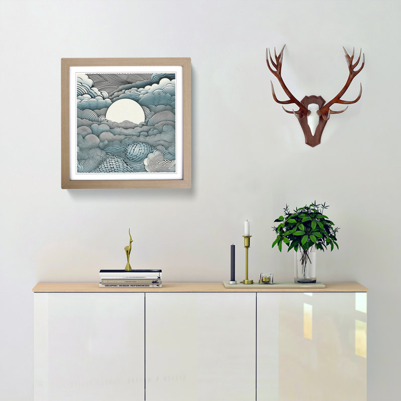 Cloudy Sky Op Art - Framed Print, Oak