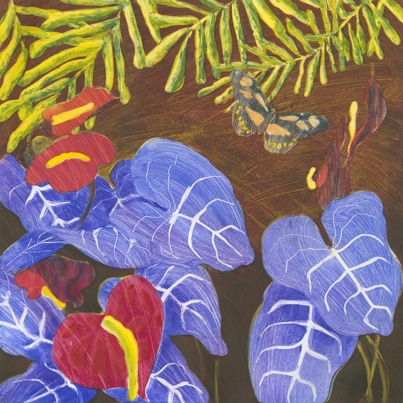 Tropical Monotype II by Carolyn Roth - Wrapped Canvas Painting, 30cm H x 30cm W x 3.8cm D
