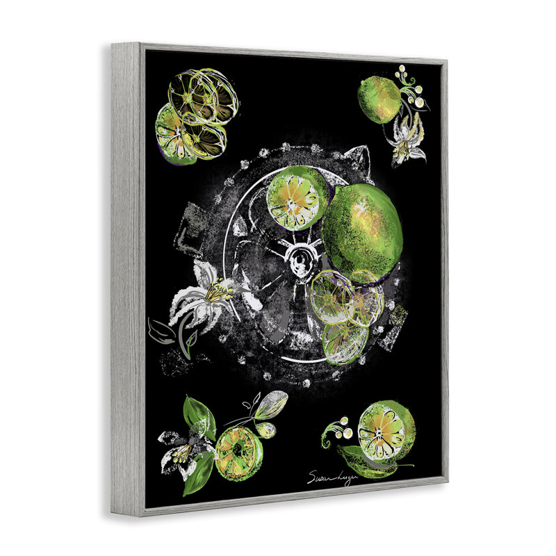 Extracteur de jus de lime en tranches, estampe numérique, design par Susan Lugar, H 30 po x l 24 po