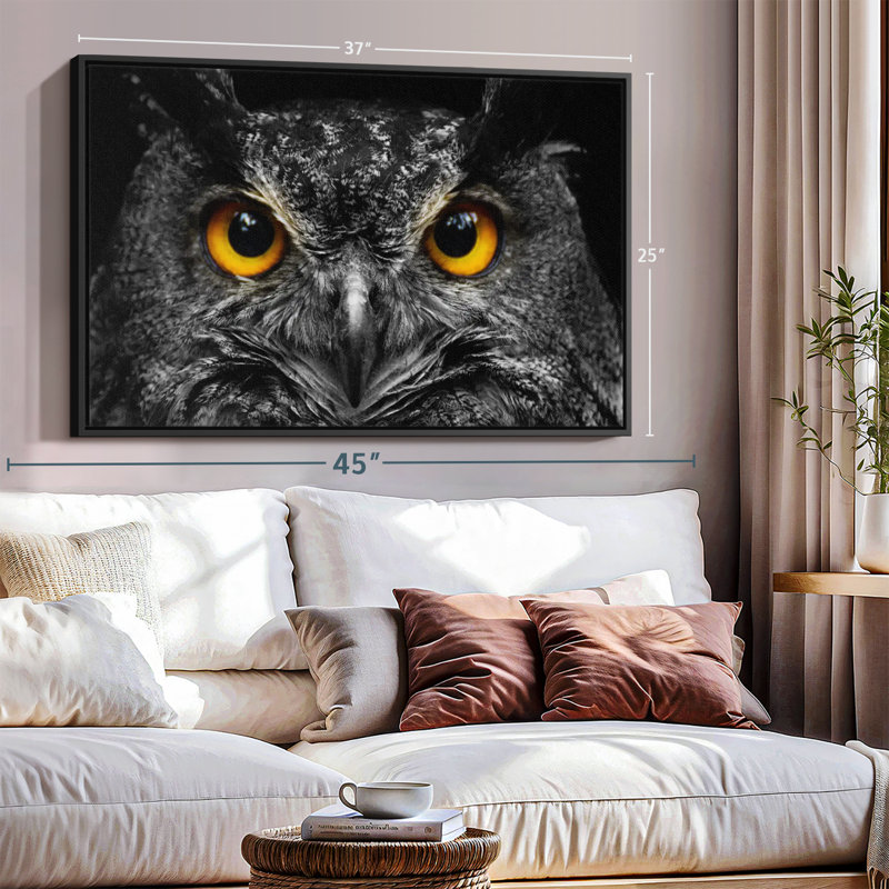 «Yellow Eyed Owl Wall Art», H 25 po x l 37 po