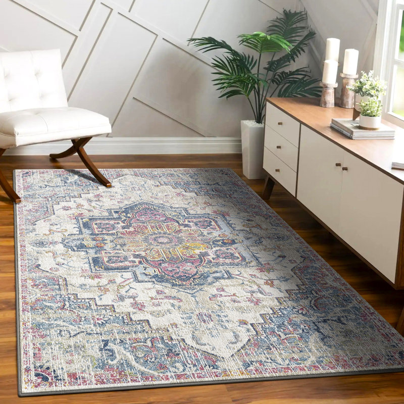 Tapis oriental bleu / rouge, Rectangle 5 pi x 7 pi