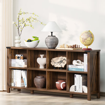 Farmhouse Wood Long Storage Organizer Bookcase