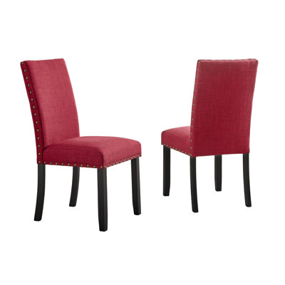 Fabric Dining Chairs with Nailhead Trim, Set of 2