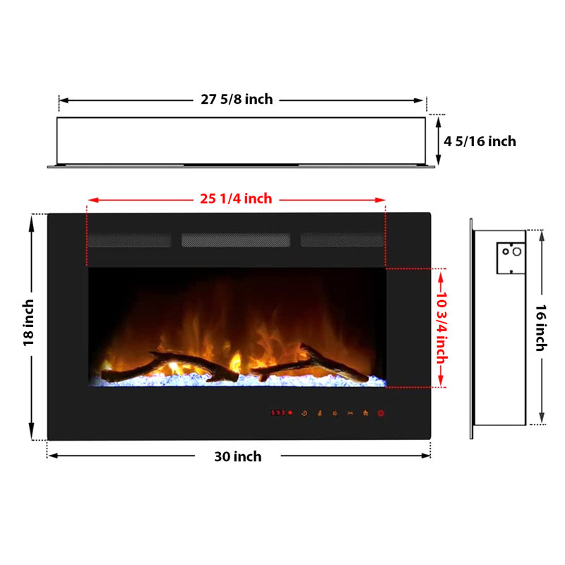 Foyer électrique Cheerway, H 18 po x l 30 po x P 4,25 po