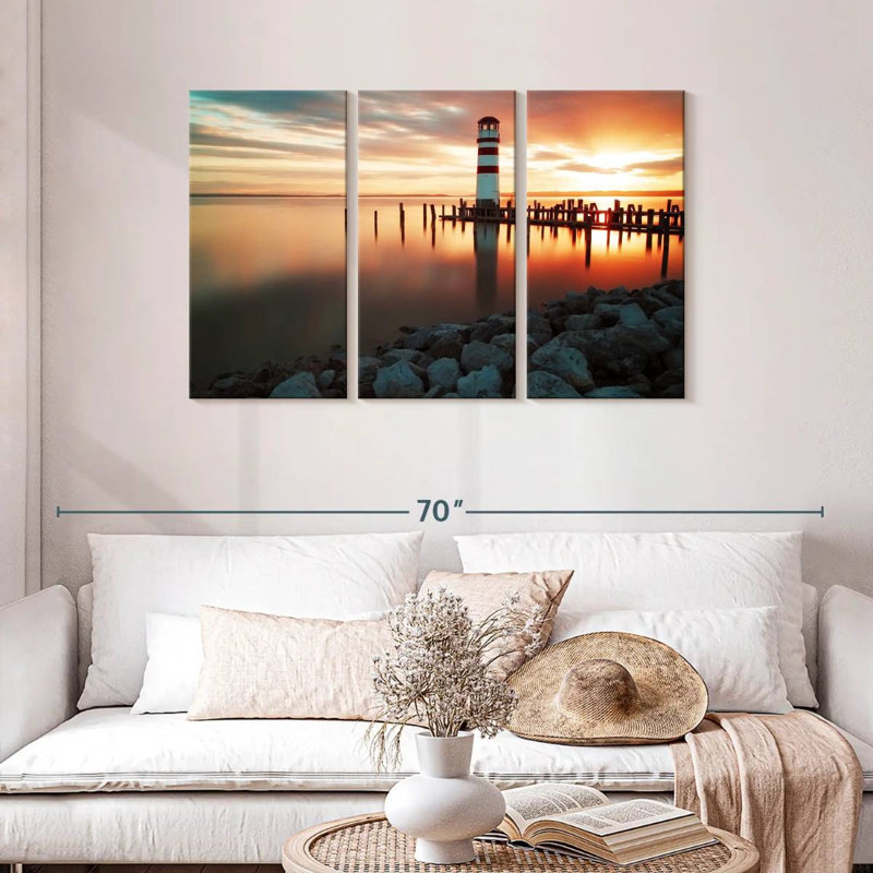 Aletra Podersdorf Lighthouse Sunset, 28" H x 45" W