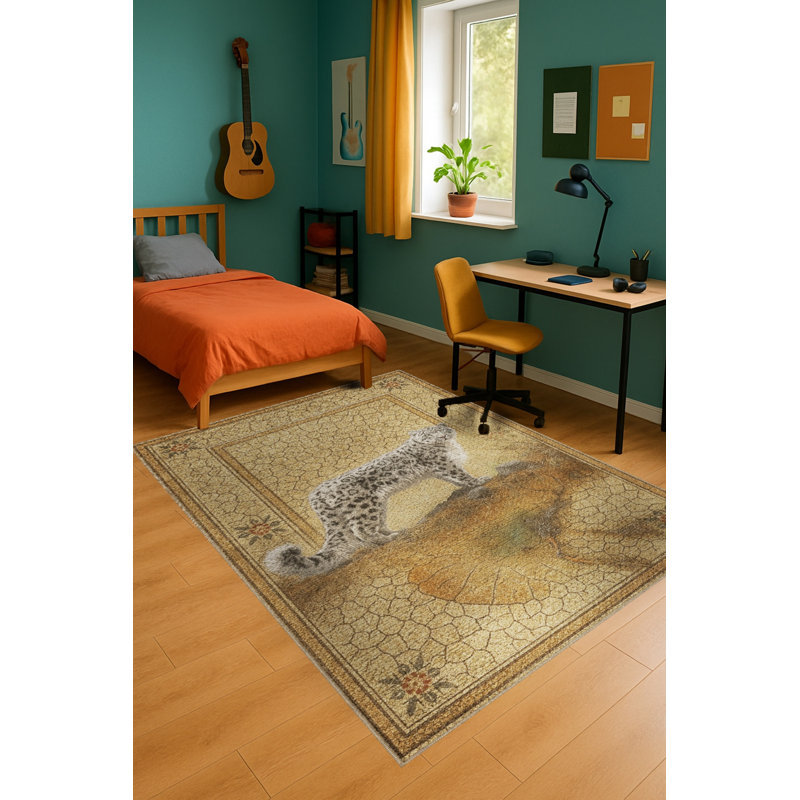 Tapis beige tissé traditionnel Mosso, 3'3" x 4'11"