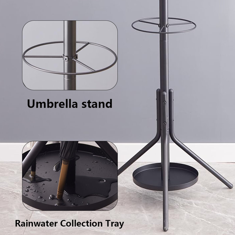 Portemanteaux en métal avec porte-parapluies, Noir