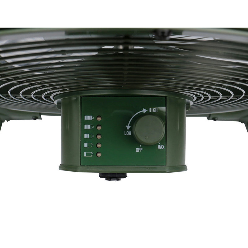 Ventilateur de plancher de camping rechargeable à piles de 12 po iLIVING ILG8RX12, ventilateur d'extérieur portatif à haute vitesse avec lame en métal, avec pile au Lithium intégrée pour une utilisation quotidienne, 12 pouces, vert militaire