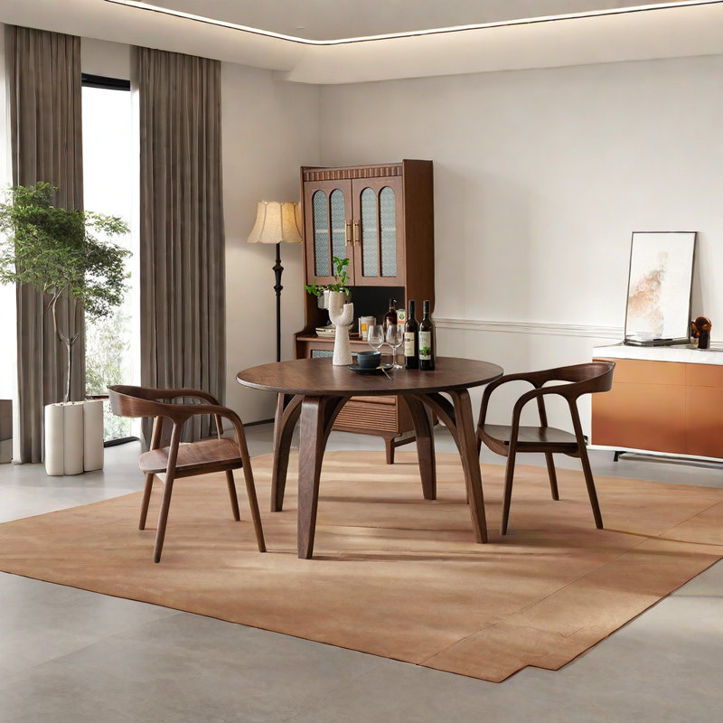 Table de salle à manger en noyer massif et cerisier, L 51,18 po x L 51,18 po