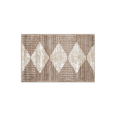 Beige Brown Geometric Stripe Area Rug