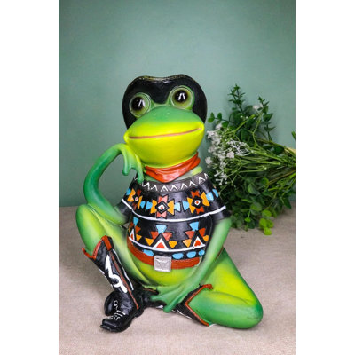 Figurine Western Western Cowboy Toad Frog avec bottes noires et Serape