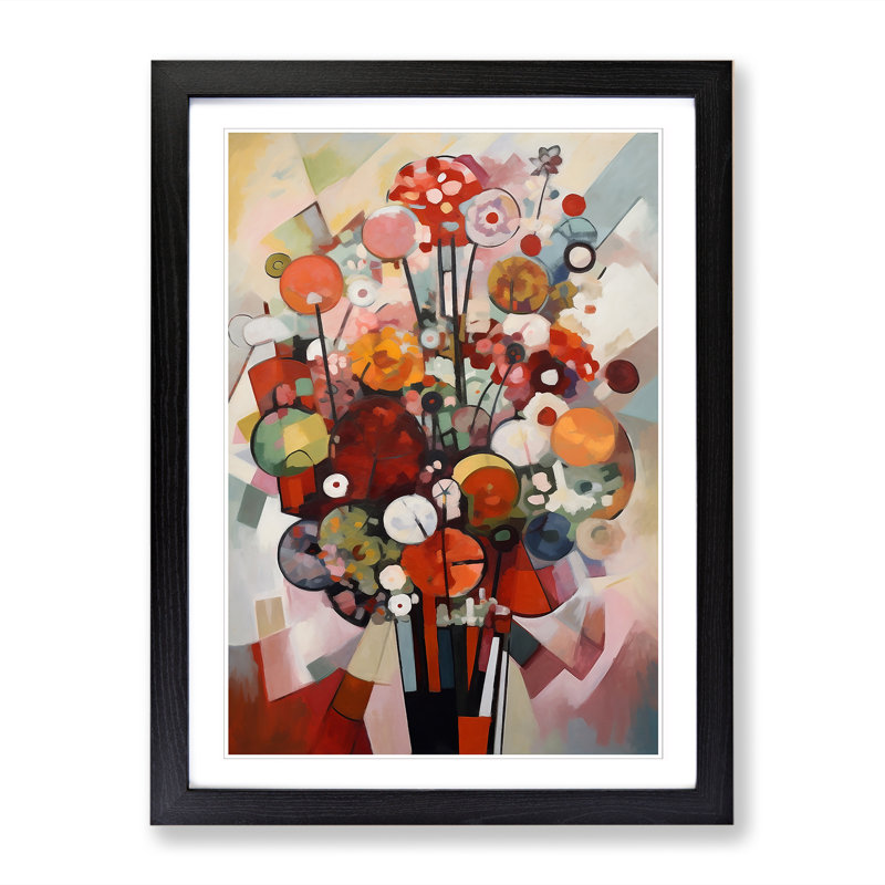 FRM-V0523-860X Flowers Bauhaus Painting Vol.7 - Picture Frame Print, Black Framed, 64cm H x 46cm W