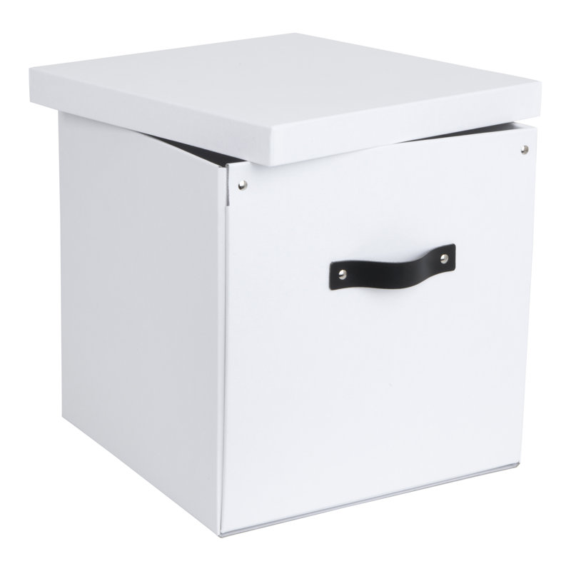 Boîte de rangement Bigso Logan KD | Cubes de rangement avec couvercle pour tablettes, Blanc