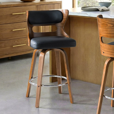Storm Modern Swivel Counter Stool with Bent Wood Back