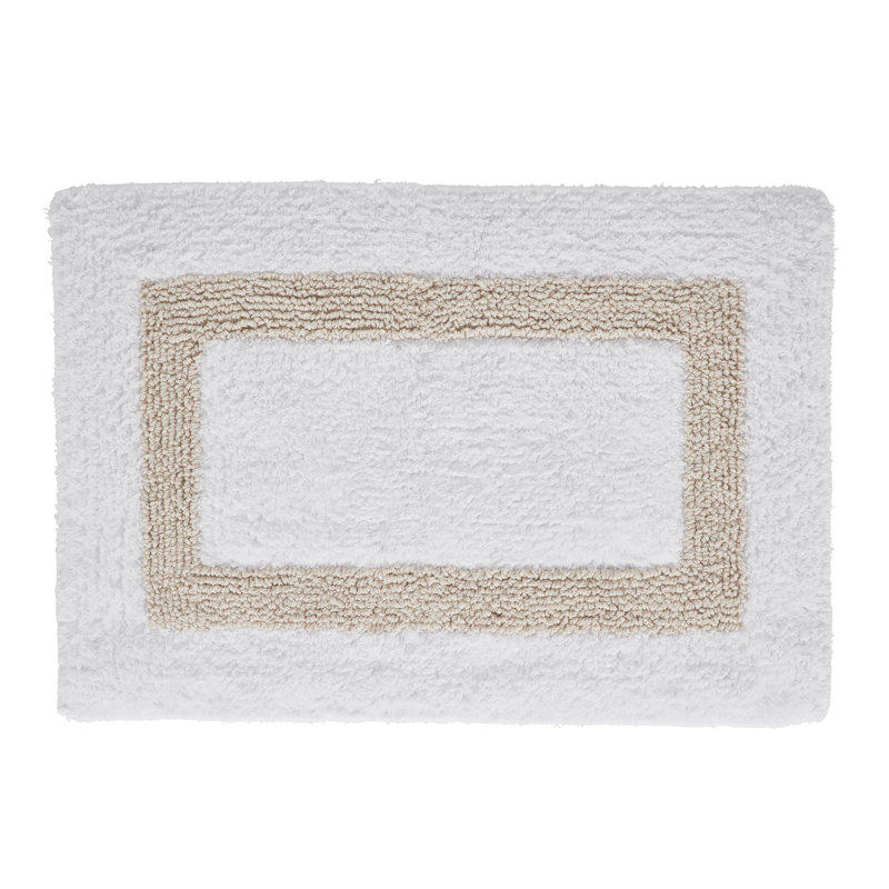 Atle Reversible Cotton Tufted Bath Rug Set, White/Sand, 3PC (17" x 24" | 24" x 40" | 20" x 60")