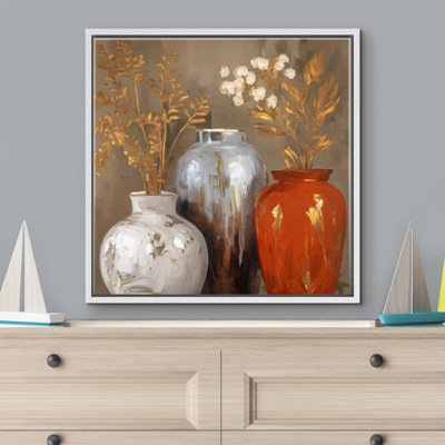 Bottled Flowers " Elegant Vases Collection Vintage Rustic Jar Abstract Still Life "