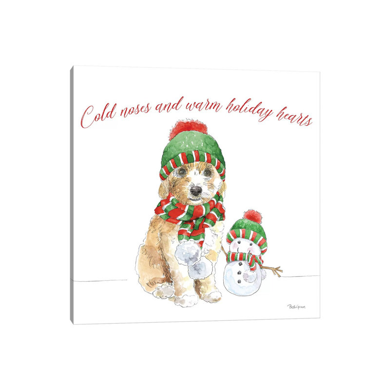 Holiday Paws IV On White by Beth Grove - Wrapped Canvas Print, 30.48 cm H x 30.48 cm W