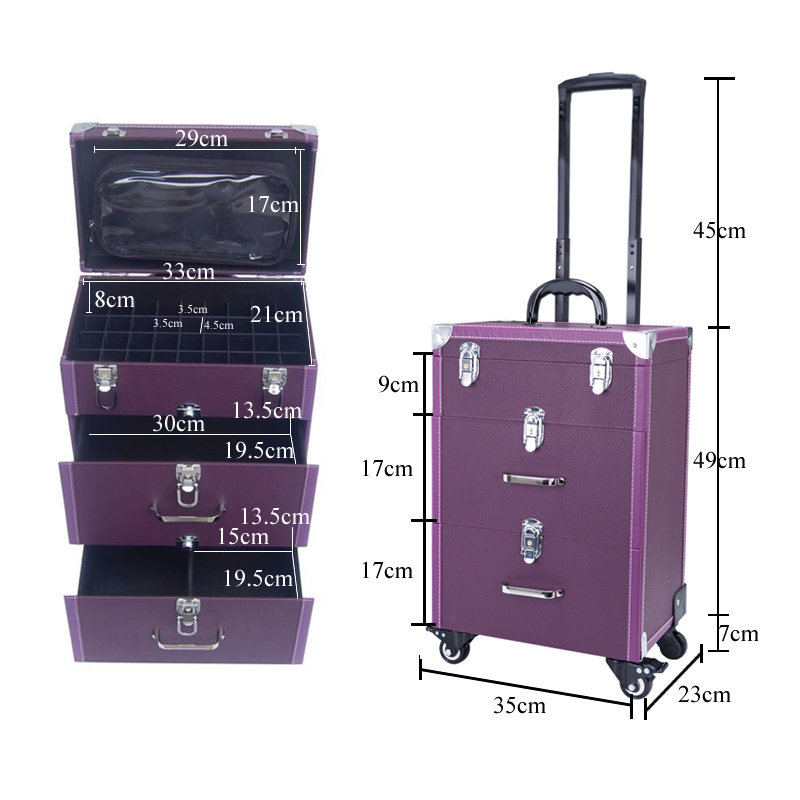 Travel Case + Drawers, Purple