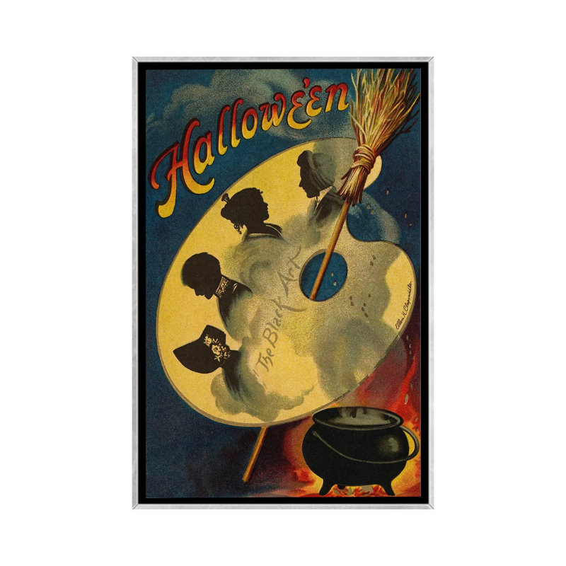 Halloween, l'art noir, 1912 - reproduction d'art murale - toile encadrée, H 48 po x l 32 po, Argent argent