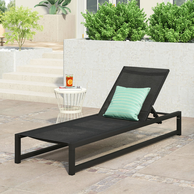 VENICE OUTDOOR CHAISE LOUNGE CHAIR PATIO, Black