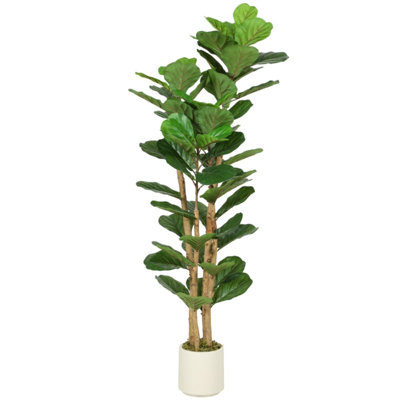 149.99 cm H Faux Fiddle Leaf Fig Tree Plant in Plastic and Cement