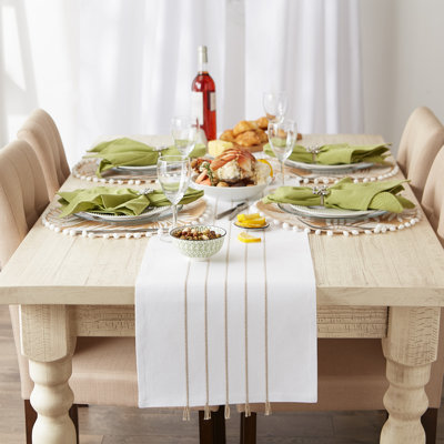 Chemin de table marine / blanc cassé à rayures 14 x 72