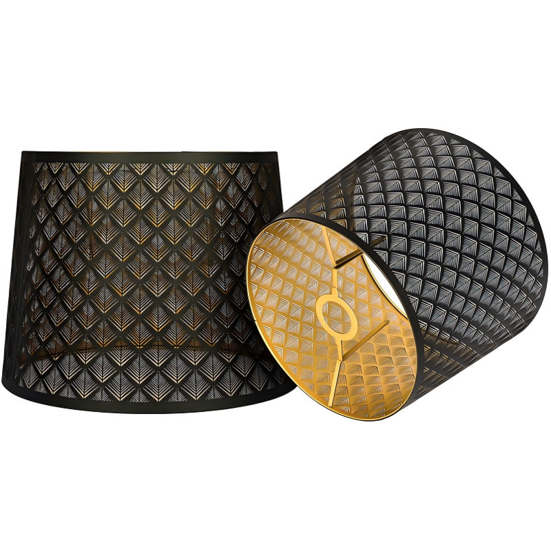 Etched arrow multifunctional metal lampshade (outer black and inner gold) 10 * 12 * 9", woods