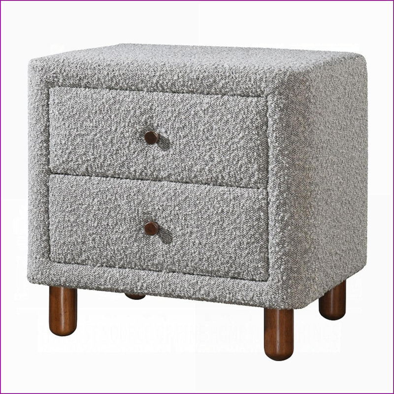 Table de chevet classique à 2 tiroirs et pieds en bois Classic Grey Boucle