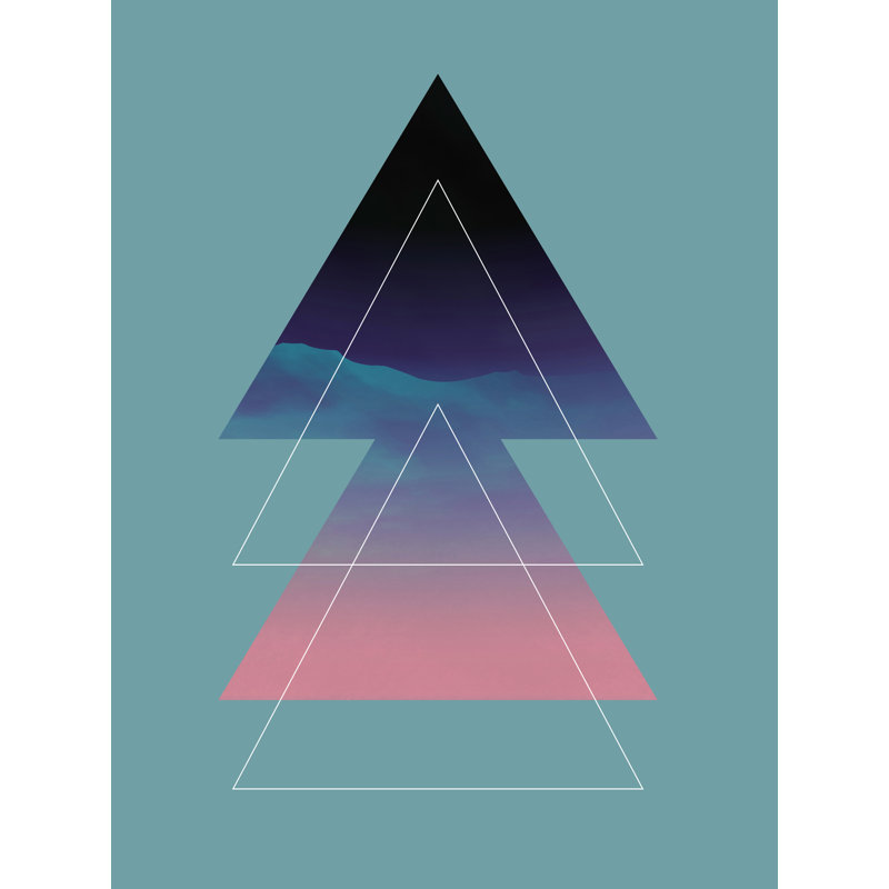 Triangles Blue Mountain Print by Angel Estevez, Black Framed Paper, 21.25" H x 17.25" W