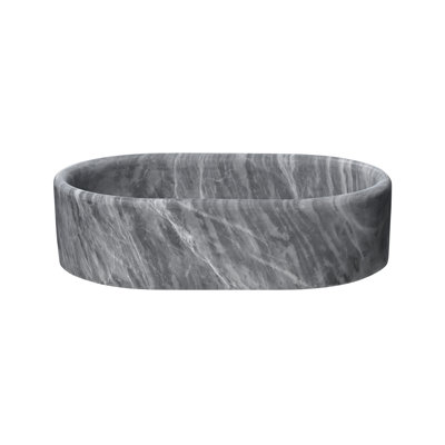 23.6"W Natural Marble Bathroom Vessel Sink, Semi-Polished Countertop Sink