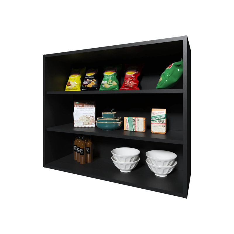 Armoire murale avec rangement ouvert, Noir