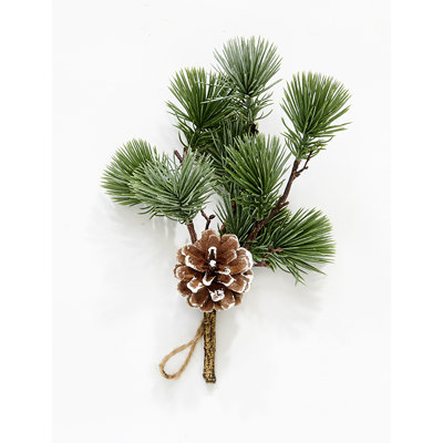 10" Artificial Christmas Mini Mugo Pine With White Tip Cone Pick Ornament, Set of 5