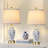 22” Blue White Porcelain Jar Lamp Set With Brass Base(Set Of 2)