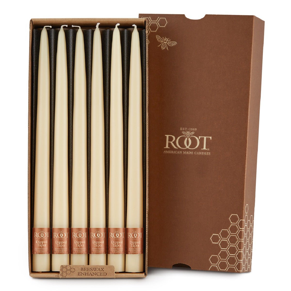 12 Piece Unscented Taper Candle Set, 12" H x 0.88" W x 0.88" D, Buttercream