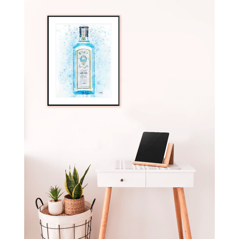 Blue Gin Bottle - Single Picture Frame Print