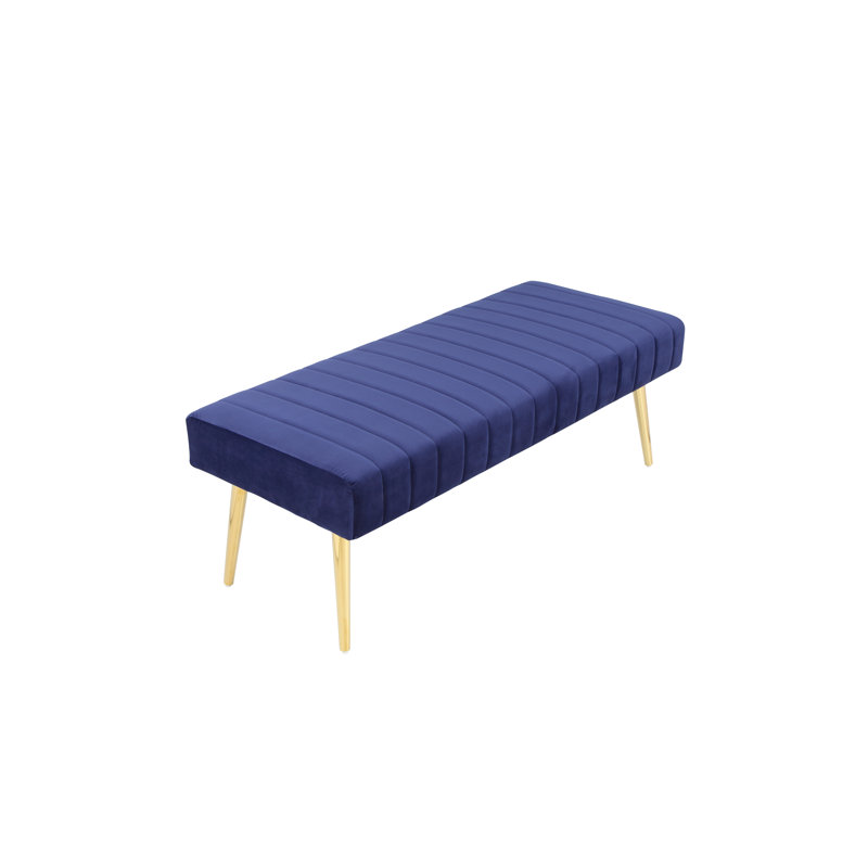 Hilda Faux Leather Upholstered Bench, Navy Blue