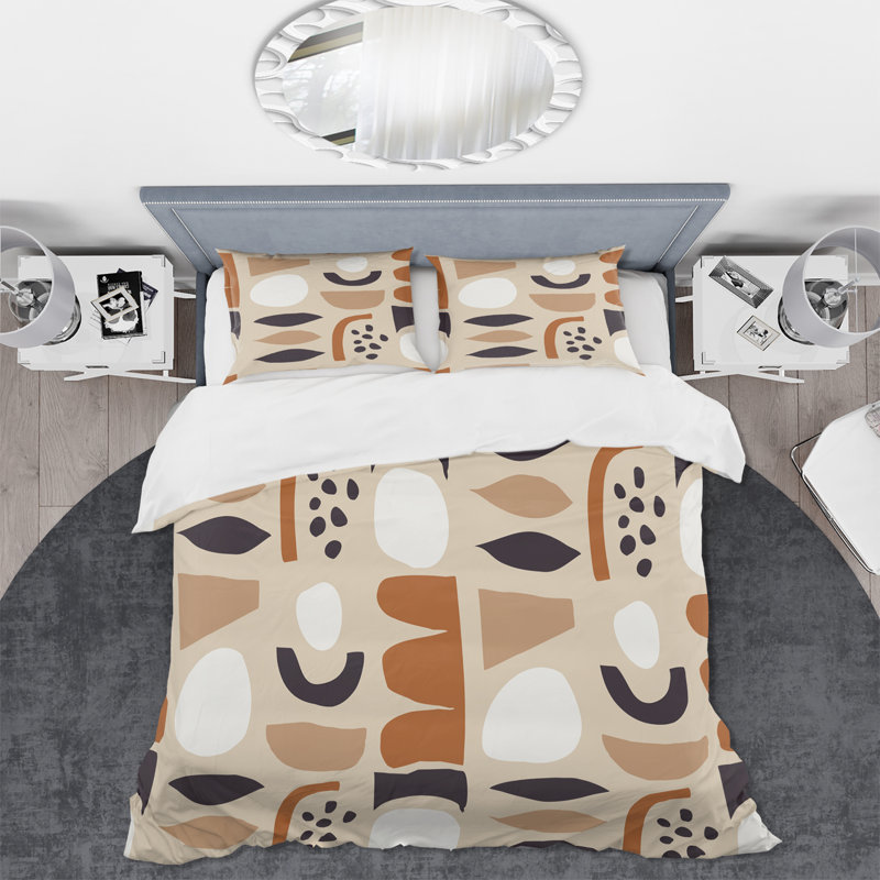 Ensemble de housse de couette en microfibre orange / beige, Housse de couette simple + 1 taie décorative stan