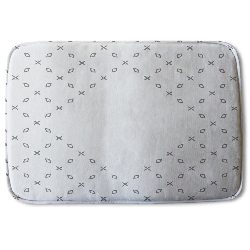Key Non-Slip Backing Bath Rug, Silver Geometric Zen