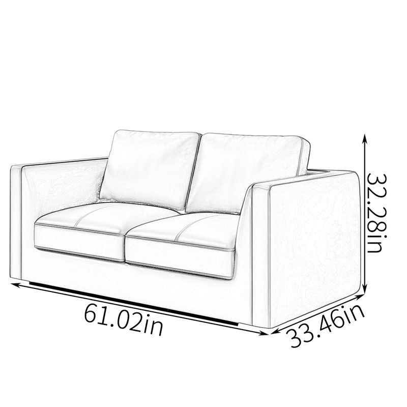 Canapé simple de style européen, Cuir assorti, H 32,28 po x l 61,02 po x P 33,46 po