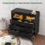 Commode 6 tiroirs avec lumières DEL et prise de courant, commode pour table à langer avec 2 tablettes de rangement ouvertes-200830602
